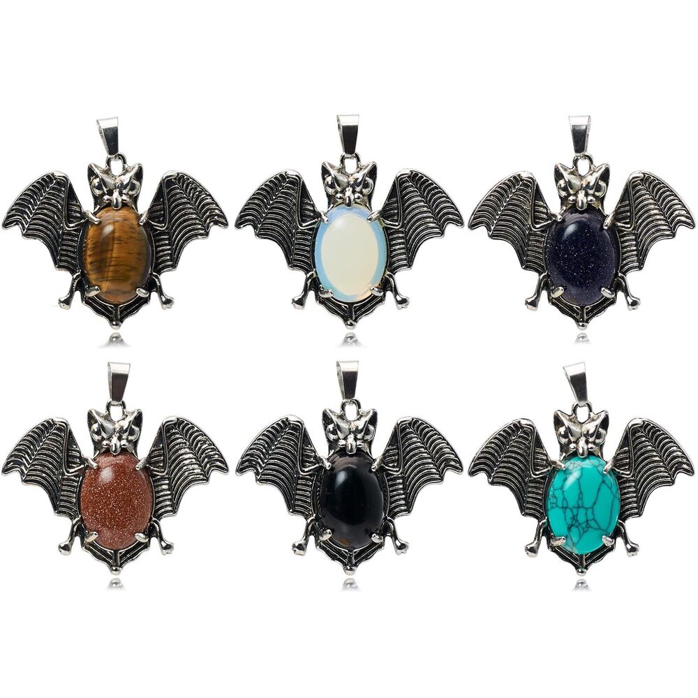 4670 6 Pieces Tiny Bat Charm Necklace Bat Pendant Necklace Vampire Jewelry